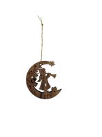 Anhänger Halbmond mit Engel mit Flöte, 7 cm
