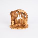 Krippe mit Runddach, 2 Engeln und Glocke, ~ 12x12 cm