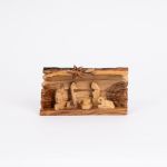 Krippe mit Rindeholzdach, ~15x9x6 cm