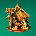 Krippe mit Palme und Figuren, 9 cm