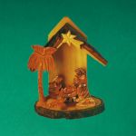 Krippe mit Rindenholzdach ca.10 cm